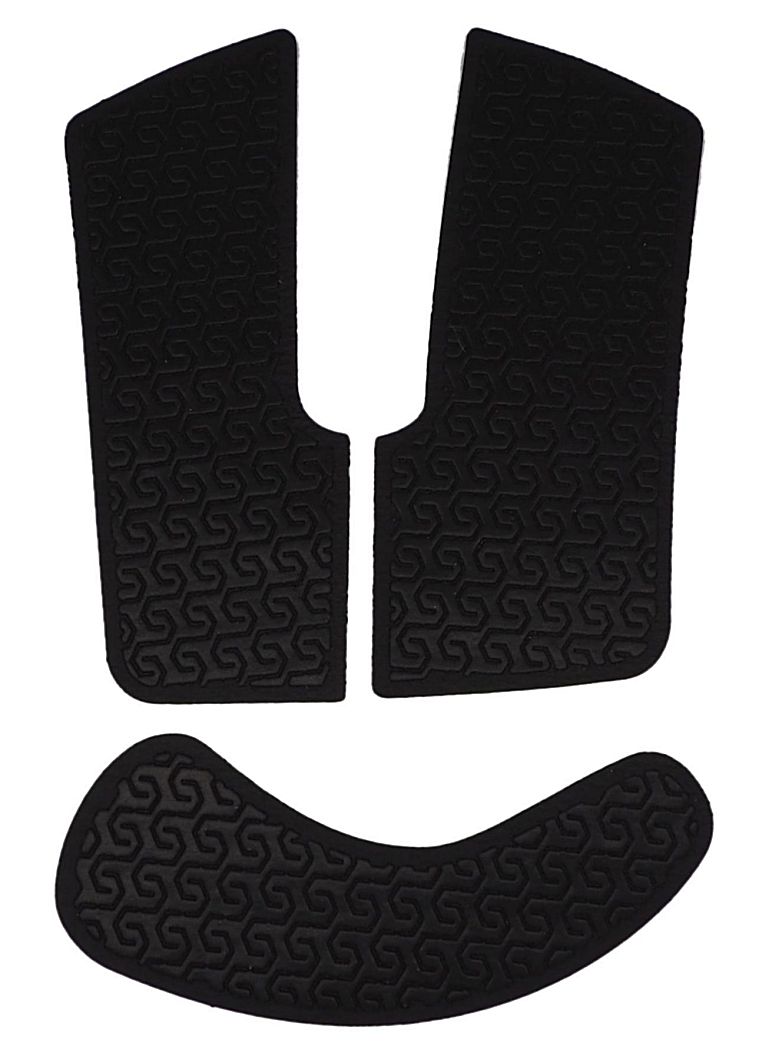 Close up of Corepad Soft grips for the Razer Deathadder V3 PRO. Shows the two mouse button grips and the rear palm grip.