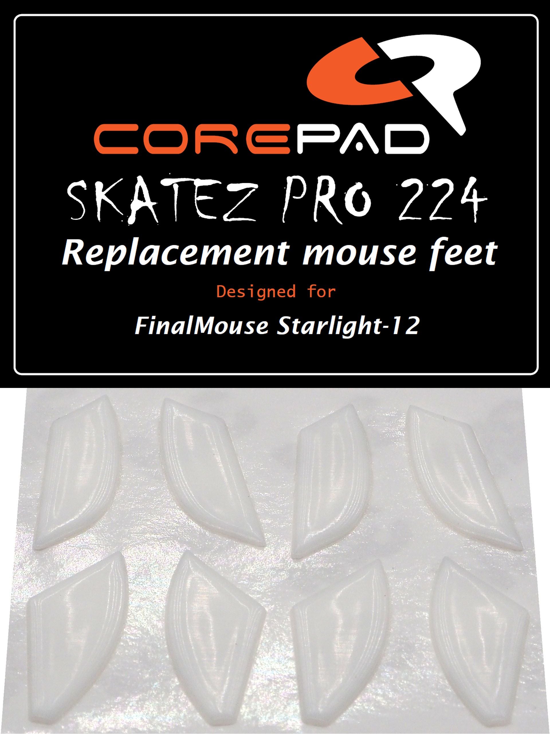 Corepad Skatez PRO to fit Finalmouse Starlight-12 image showing logo and two sets of mouse feet