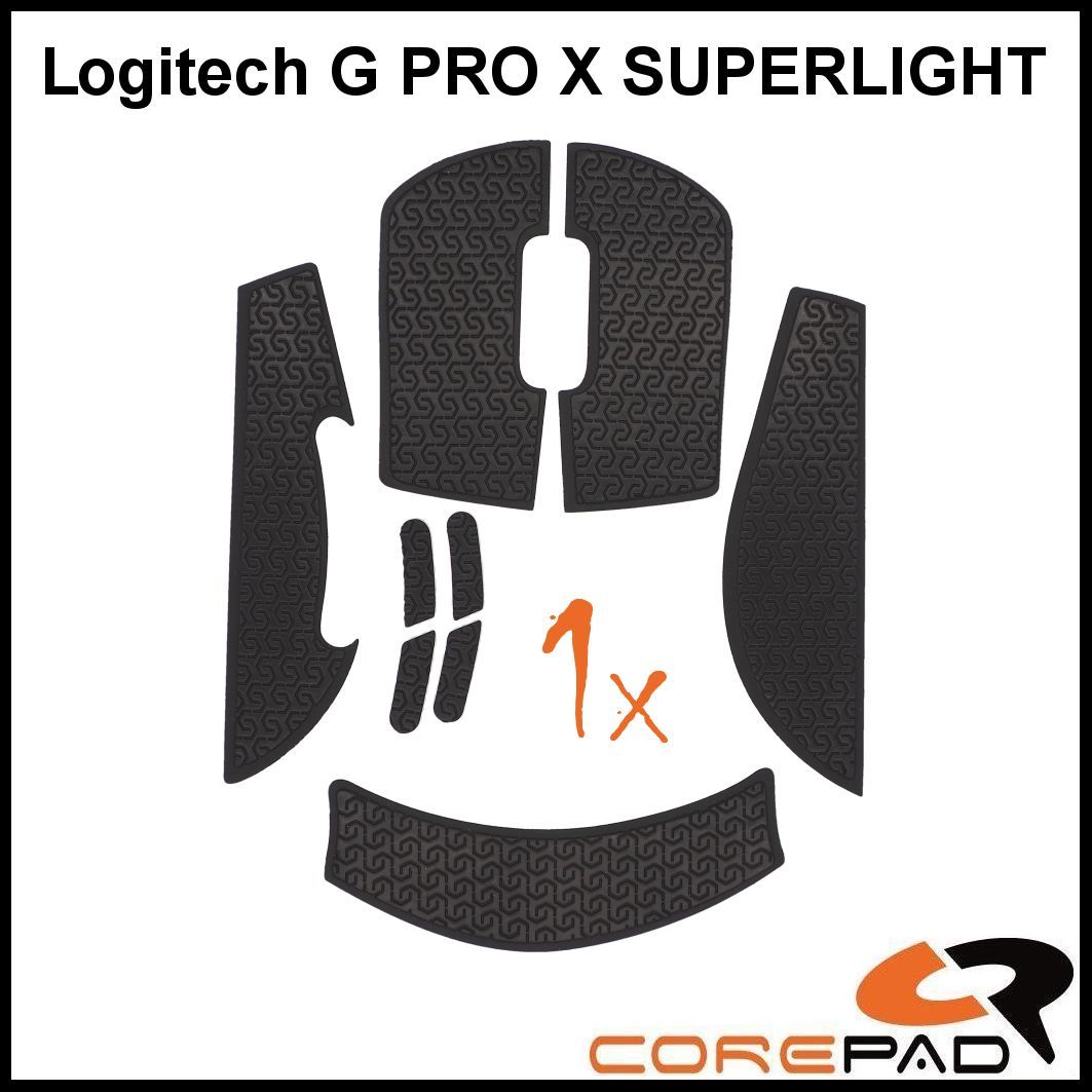 Image of Corepad Soft Grips for Logitech G PRO X SUPERLIGHT. Shows all the pieces that come in the package.